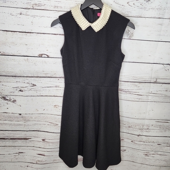 Betsey Johnson Pearl Collar Black Dress - Picture 2 of 9